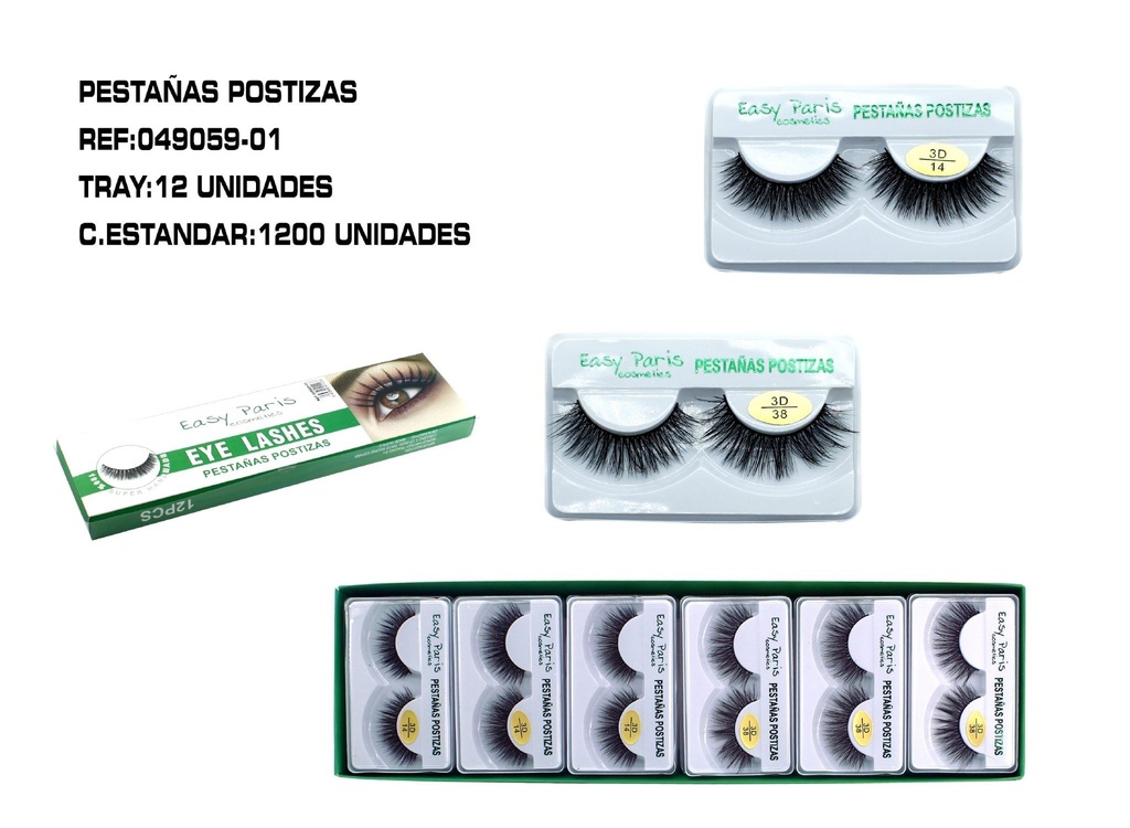Pestanas postizas 3D 12 unidades - Belleza y cuidado personal