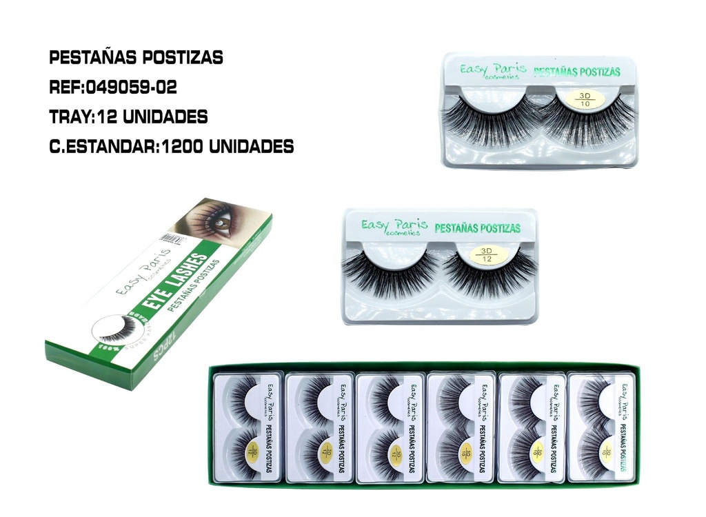 Pestanas postizas 3D 12 unidades - Belleza y cuidado personal