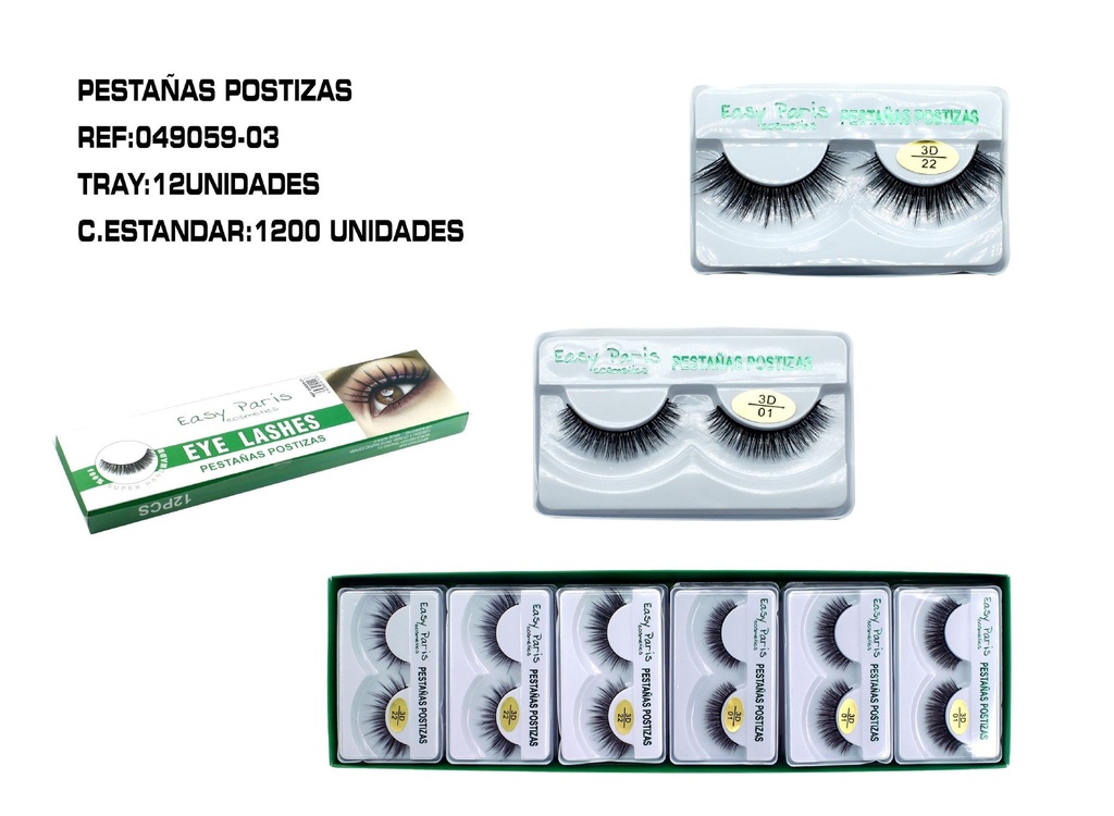Pestanas postizas 3D 12 unidades - Belleza y cuidado personal