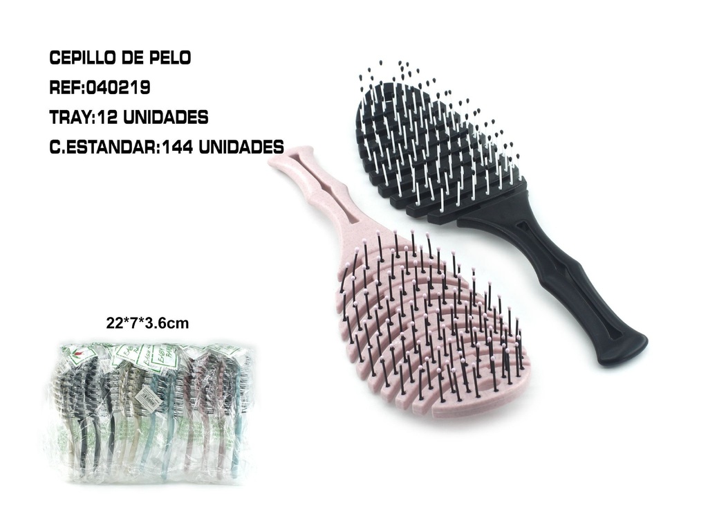 Cepillo anti-enredos 22x7x3.6cm (12 unidades) - Cepillos para el cabello