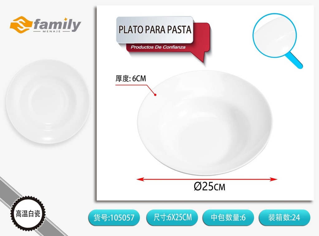 Plato para pasta 25*6cm - Cerámica y artículos para el hogar