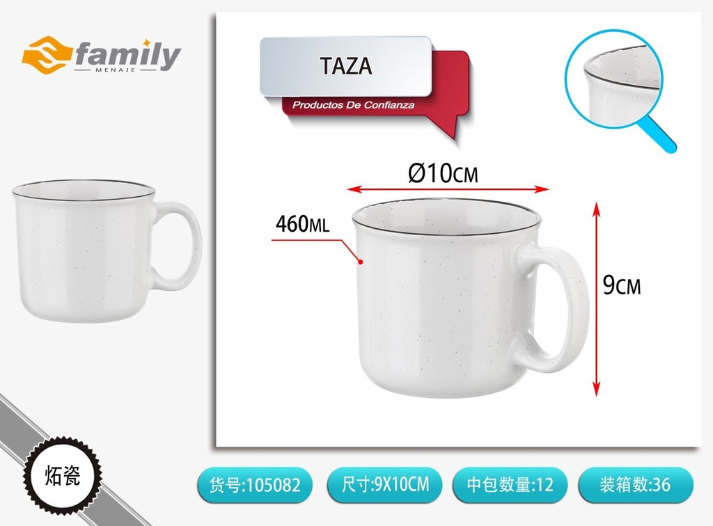 Taza de cerámica monocromática esmaltada de 460ML - Artículos de bebida y cerámica