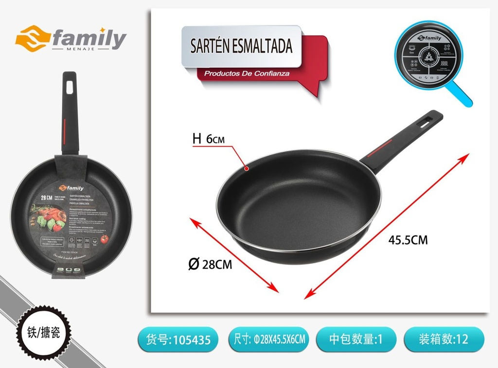 Sartén esmaltada de 28cm - Utensilios de cocina y sartenes