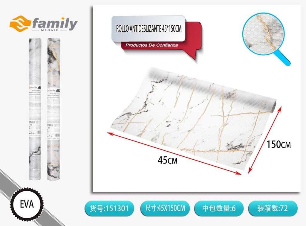 Rollo antideslizante de mármol grande 45x150 cm - Utensilios de cocina y alfombrillas de seguridad