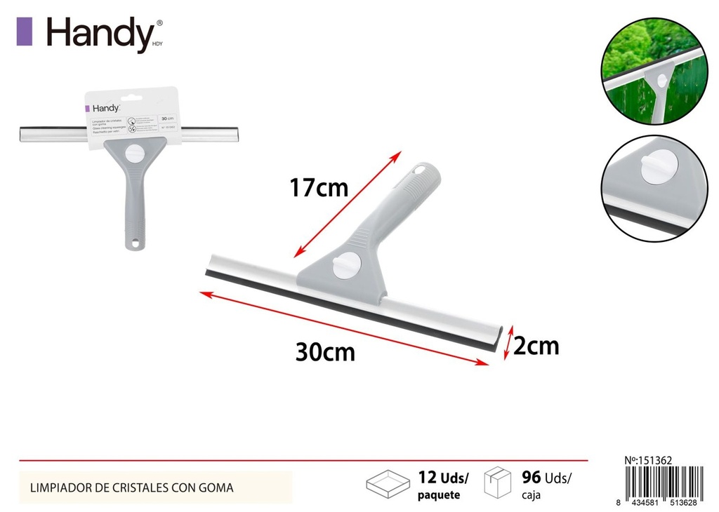 Limpiador de cristales con goma de 30 cm de aluminio - Herramientas de limpieza para el hogar