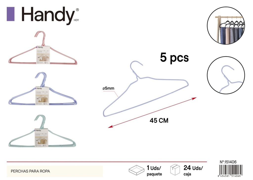 Perchas para ropa adultas PDL-27C 20x45 cm - Perchas de diseño moderno