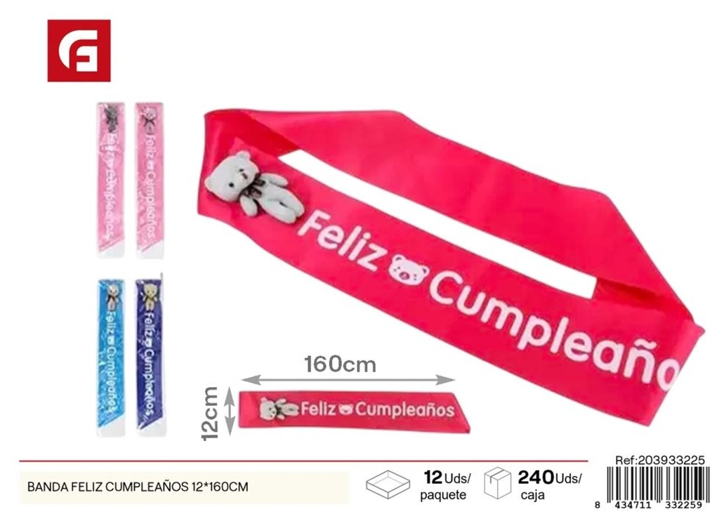 Banda de feliz cumpleaños 12x160 cm - Decoración para fiestas
