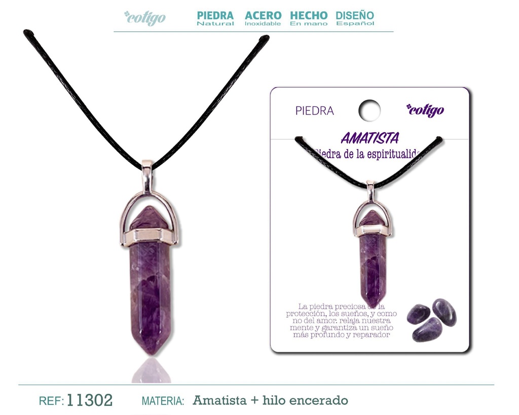 Colgante de amatista en forma de punto - Joyería de piedras naturales