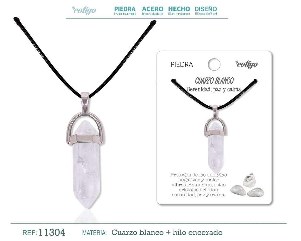 Colgante de cuarzo blanco en forma de punto - Joyería de piedras naturales