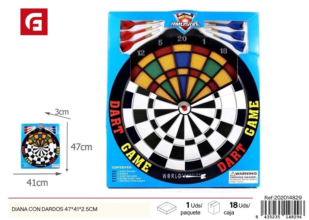 Diana con dardos 47*41*2.5 cm - Juguetes de puntería y juegos