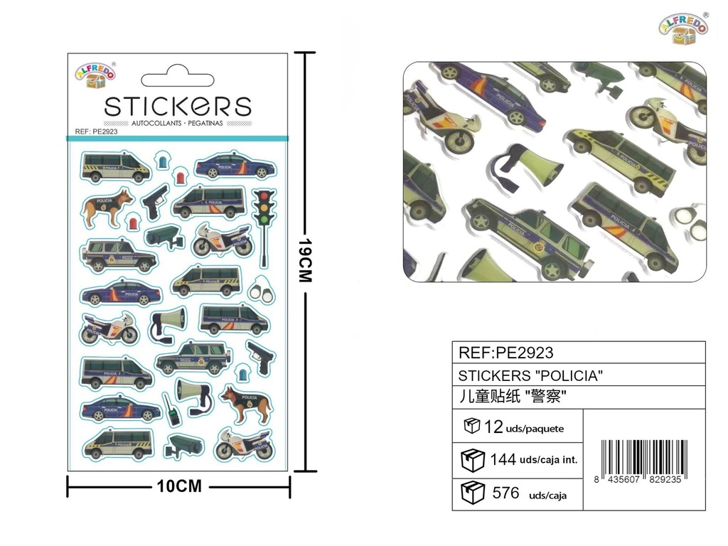 Stickers "Policía" 10 x 19 cm - Material escolar y decorativo