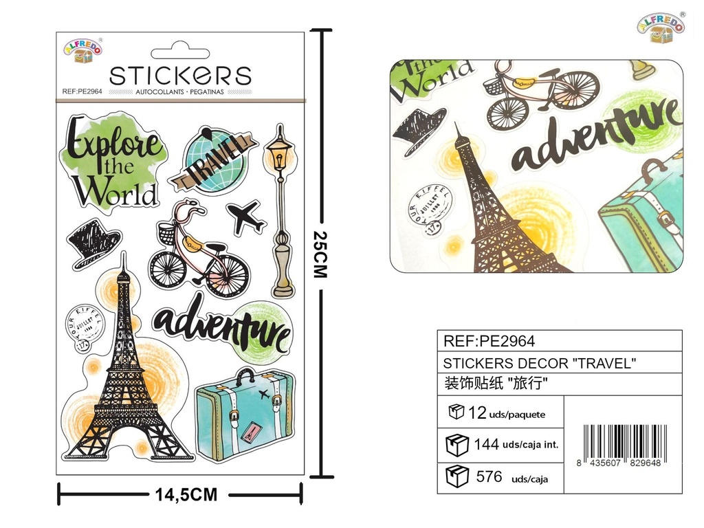 Stickers decorativos "Travel" 14.5x25cm - Adornos para manualidades