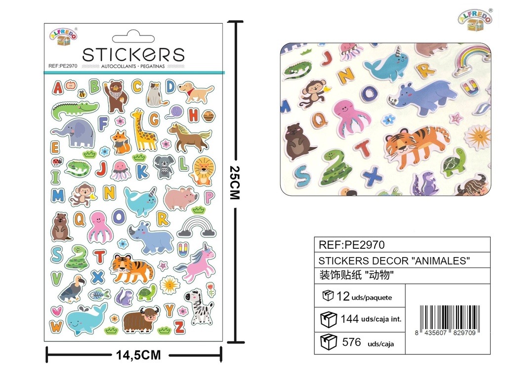 Stickers decorativos "Animales" 14.5x25cm - Adornos para manualidades
