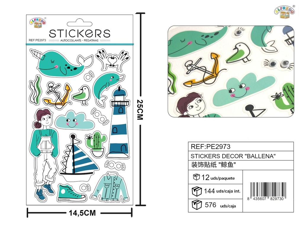 Stickers decorativos "Ballena" 14.5x25cm - Adornos para manualidades