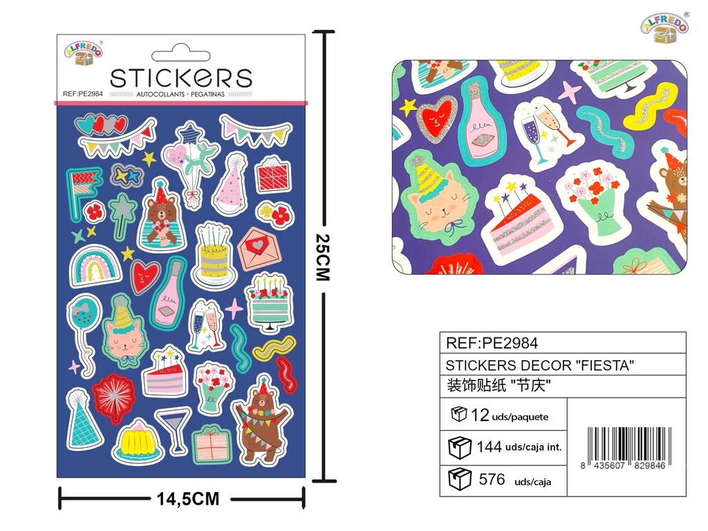 Stickers decorativos "Fiesta" 14.5x25cm - Adornos para manualidades