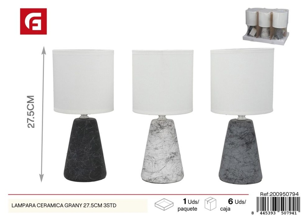 Lámpara de cerámica Grany de 27.5cm - Paquete de 3 unidades