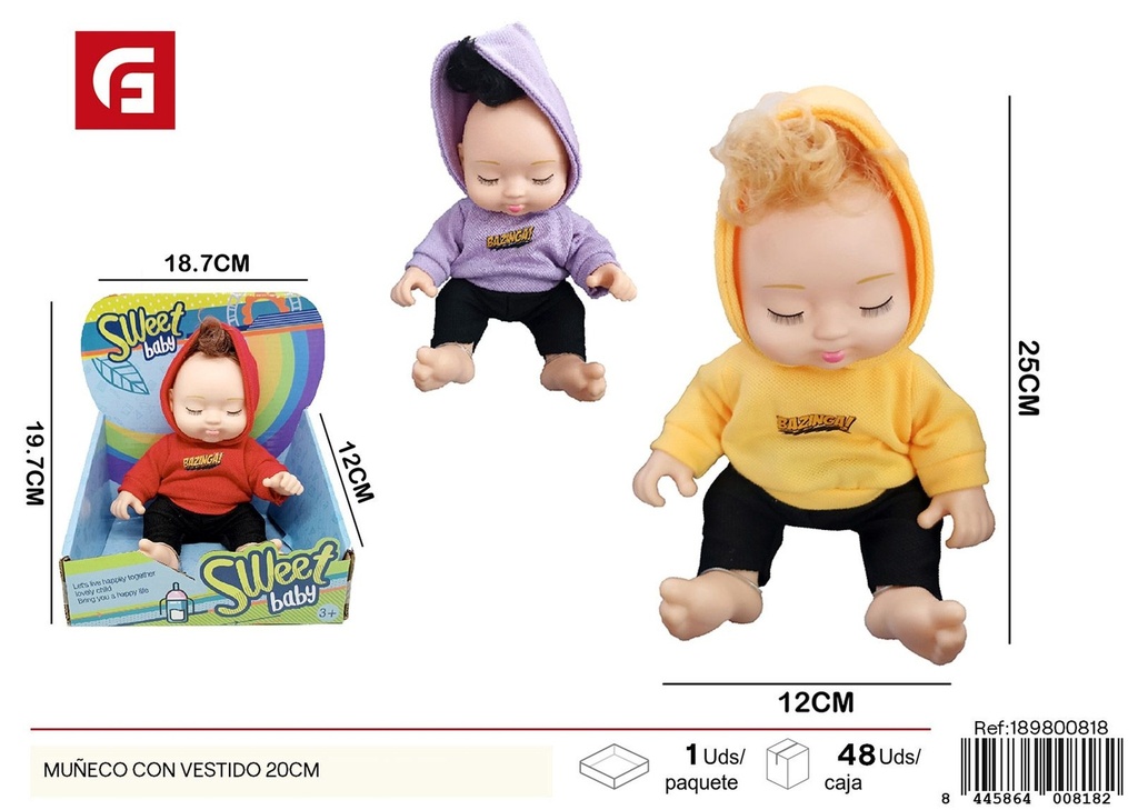 Muneco con vestido de 20 cm - Juguetes para niñas y muñecas