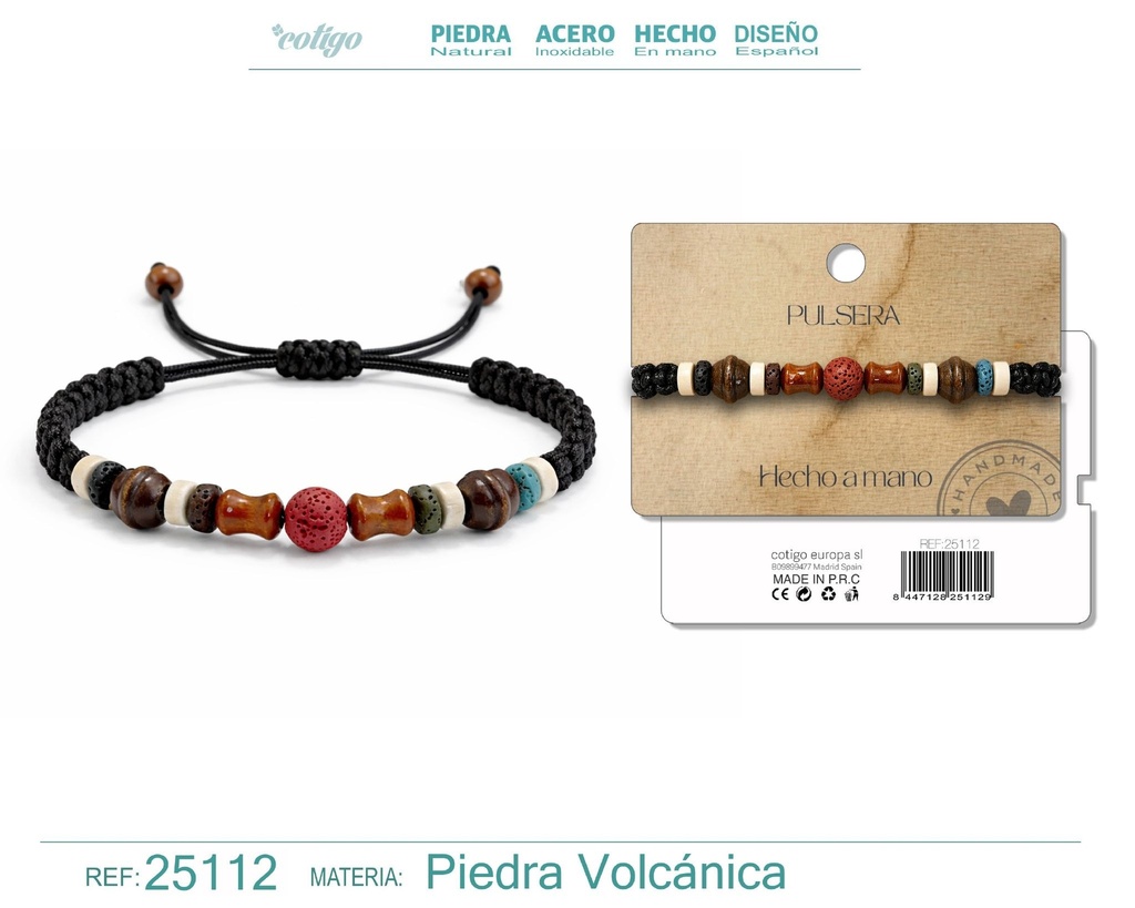 Pulsera de lava y madera hecha a mano - Joyería artesanal