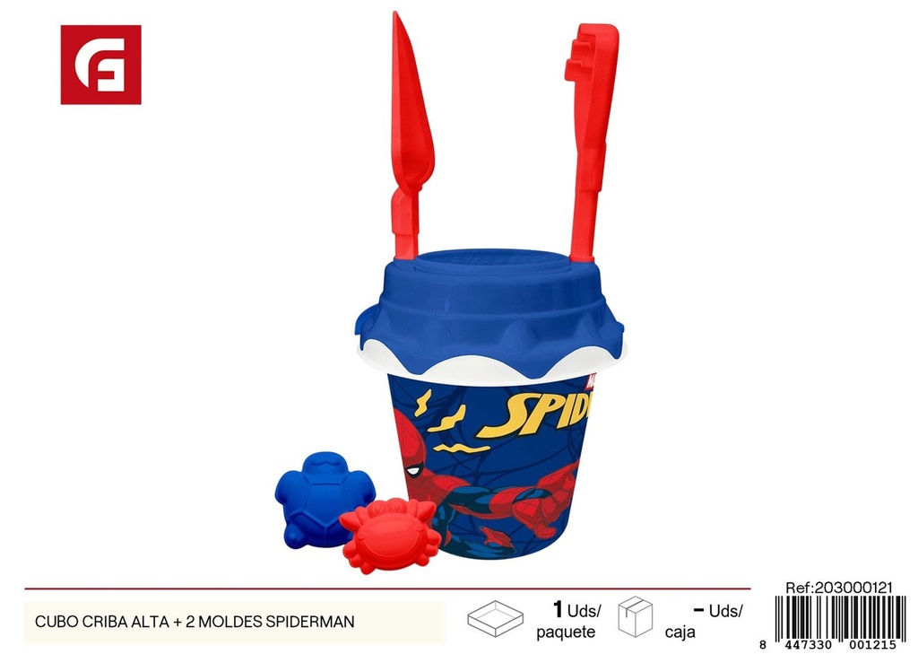 Cubo cribador alto Spiderman + 2 moldes - Juguetes de playa