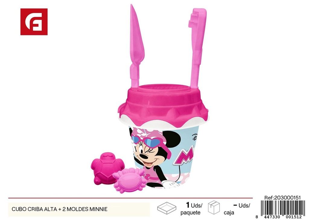 Cubo cribador alto Minnie + 2 moldes - Juguetes de playa