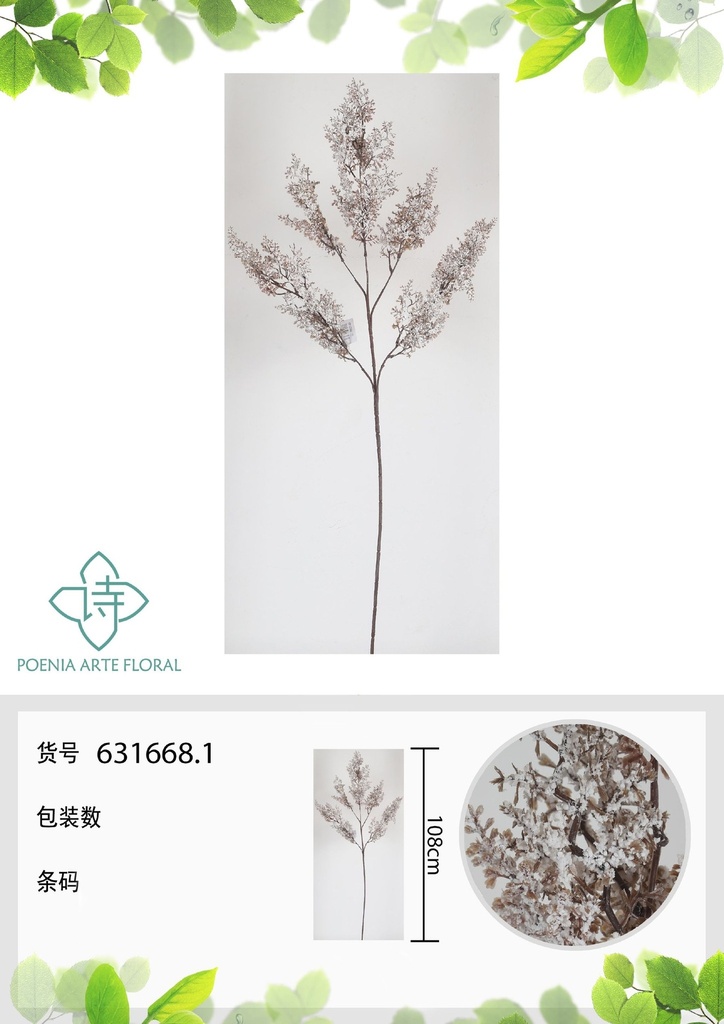 Rama de flores secas estilo pintura al óleo 108 cm - Decoración floral y manualidades