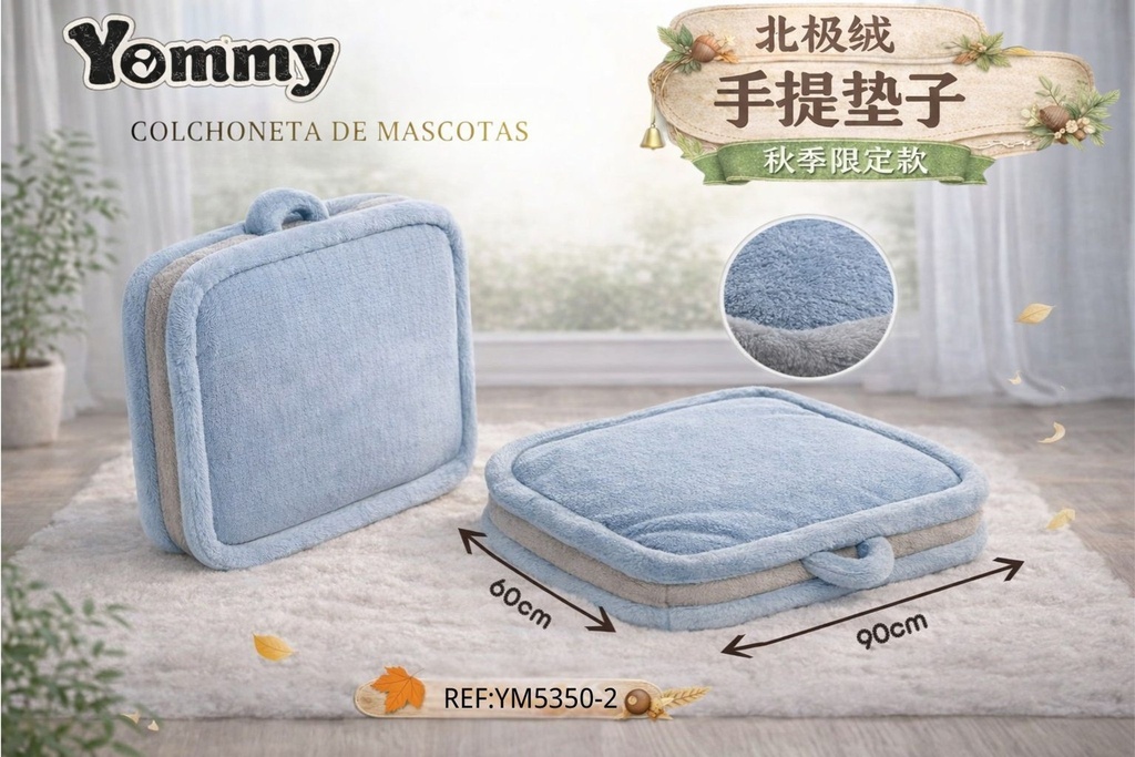Colchoneta de perro portátil 60x90 cm en azul - Accesorios para mascotas