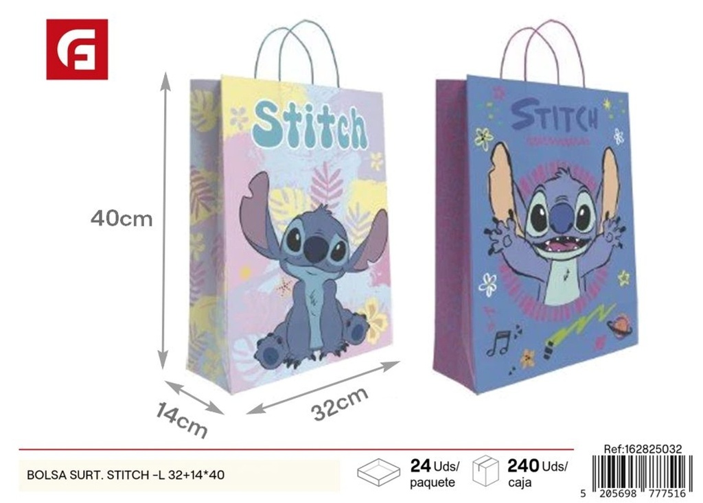 Bolsa surtida Stitch L 32+14*40  - Regalos y empaques