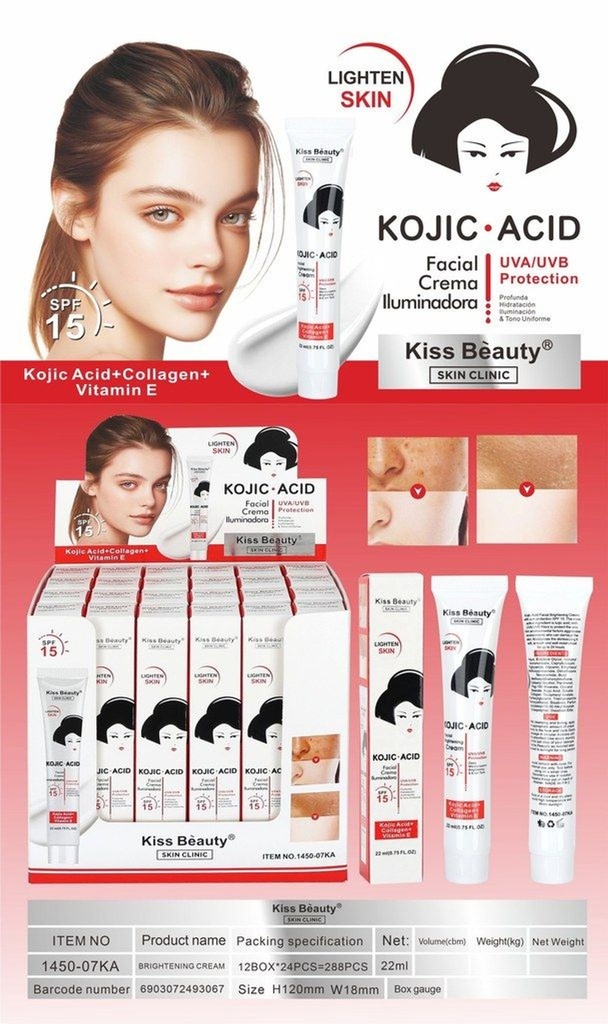 Crema Kojic Acid facial iluminadora 22ml 24 unidades K.Beauty - Cuidado personal y tratamientos