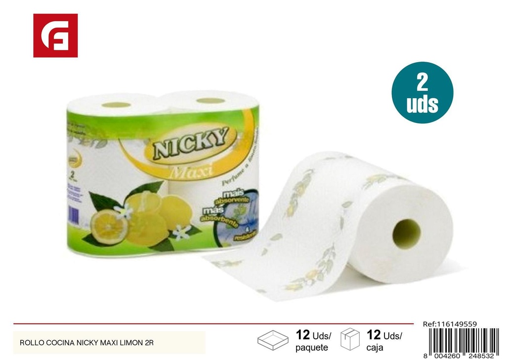 Papel de cocina Nicky Maxi limón 2 unidades - Productos de limpieza