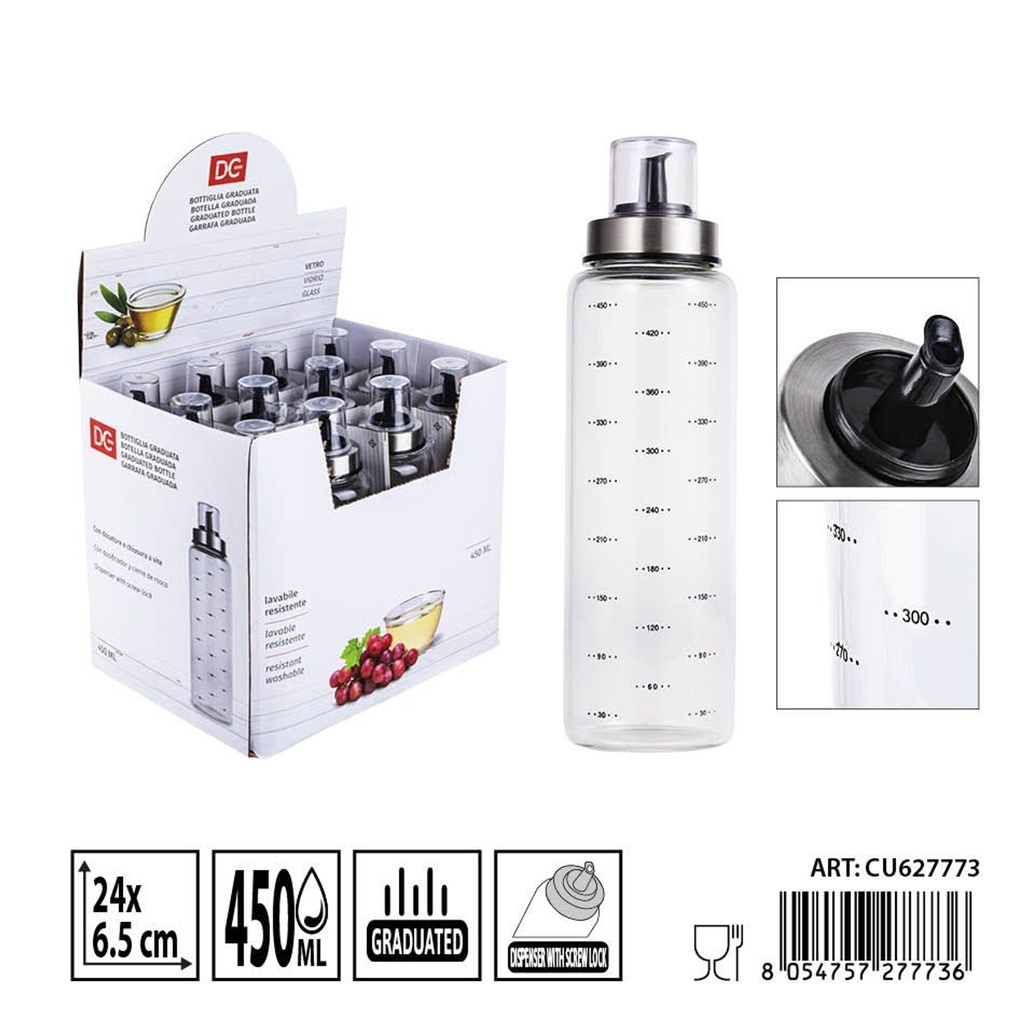 Botella graduada de vidrio 5.9x24 cm 450 ml - Accesorios de cocina