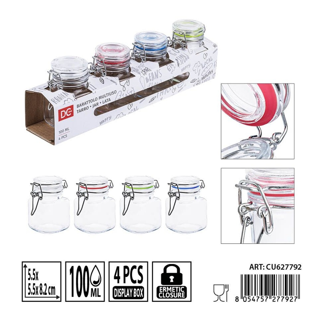 Bote de cristal de 100 ml set de 4 piezas - Accesorios de cocina