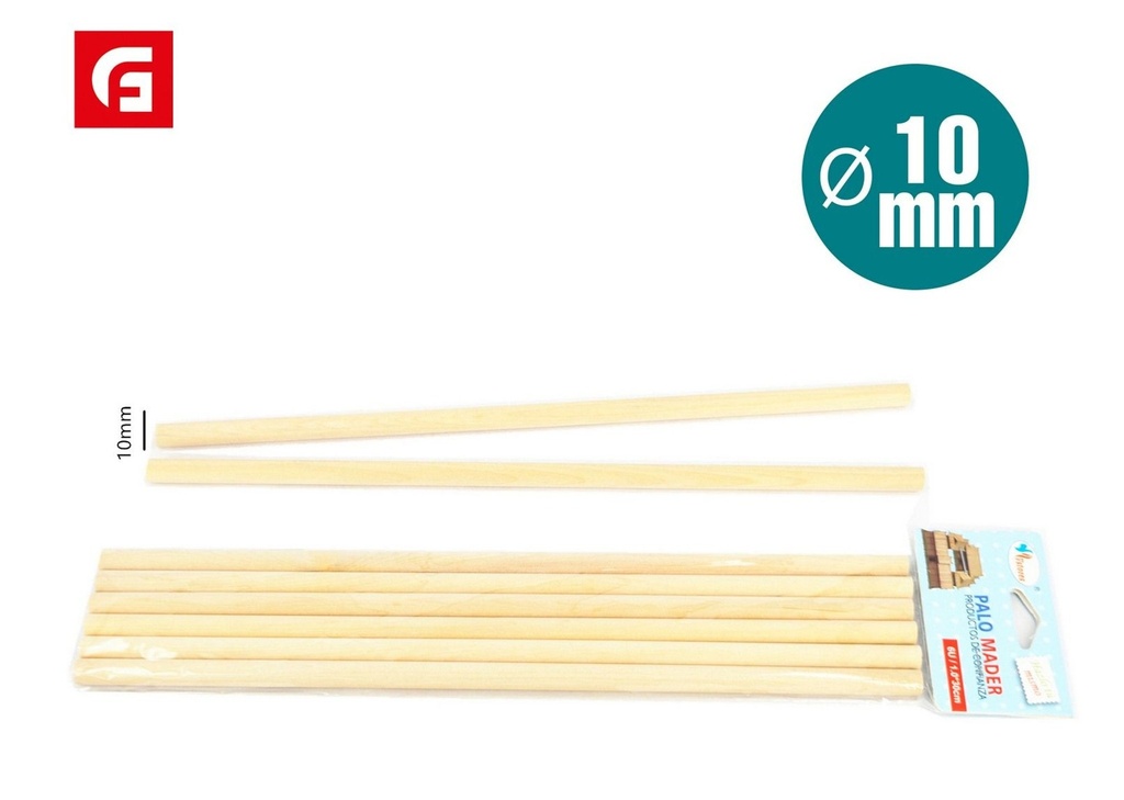 Palo de madera 10mm - Artículos de manualidades y creatividad