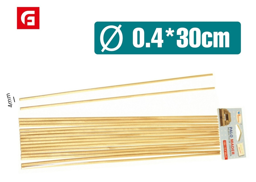 Palo de madera redondo 4mm - Artículos de manualidades y creatividad
