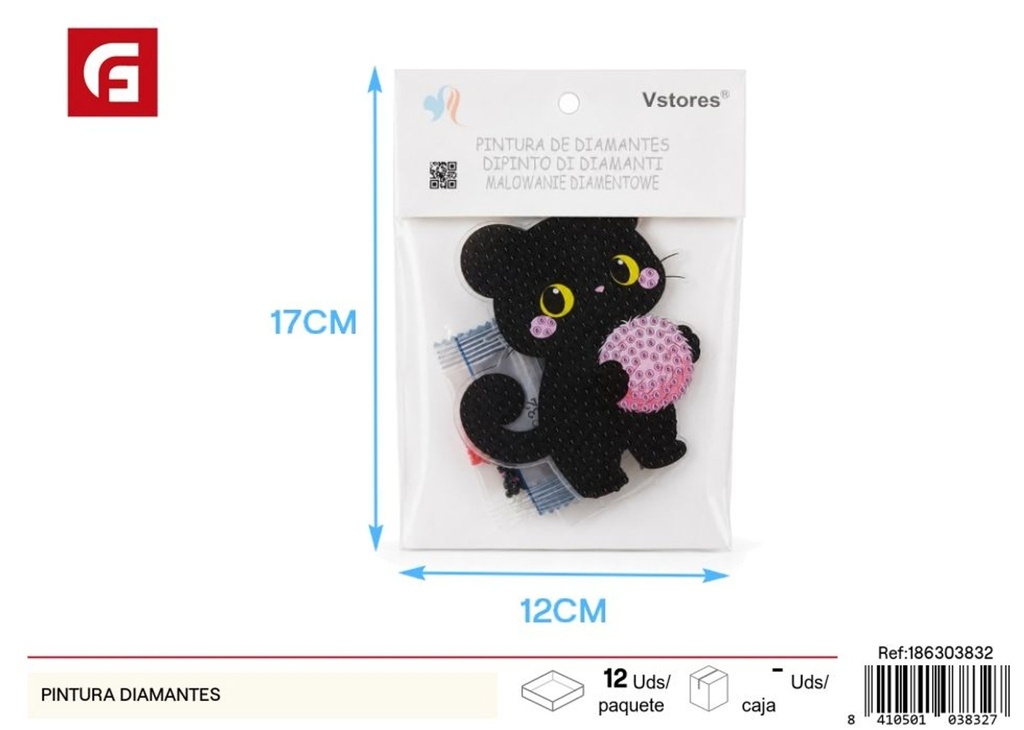 Pintura de diamantes acrílica 2# gato negro - Artículos de manualidades y decoración