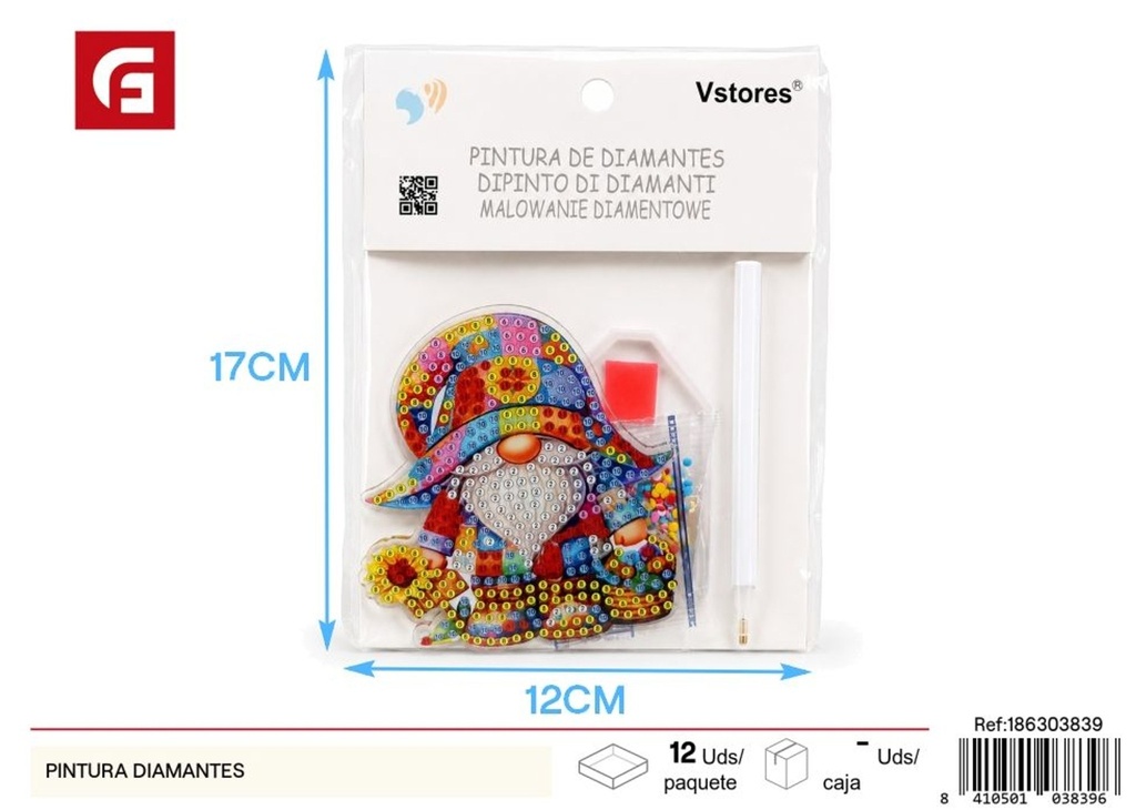 Pintura de diamantes acrílica 9# gnomo de jardín - Artículos de manualidades y decoración