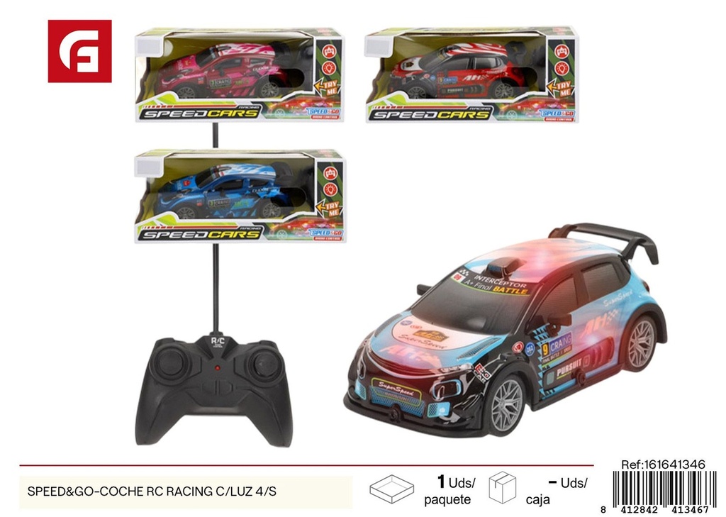 Coche RC Speed&Go con luces 4 unidades - Juguetes radiocontrol y diversión
