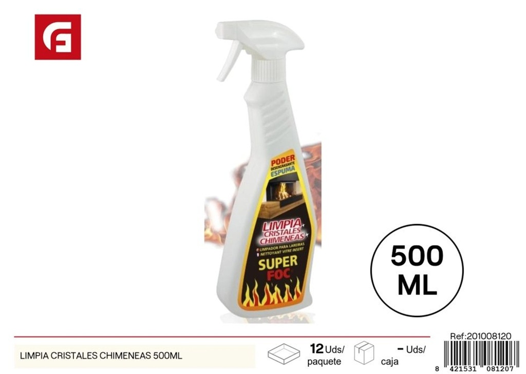 Limpia cristales chimeneas 500 ml - Producto de limpieza y mantenimiento