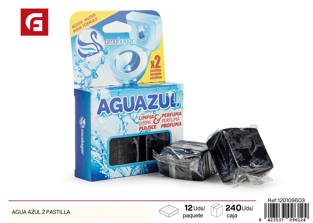Limpieza de inodoro Agua Azul 2 pastilla - Productos de limpieza de baño