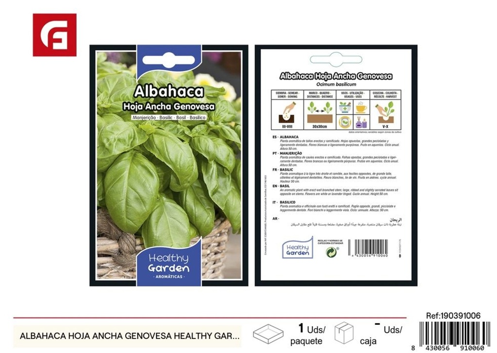 Albahaca hoja ancha Genovesa Healthy Garden - Semillas y plantas