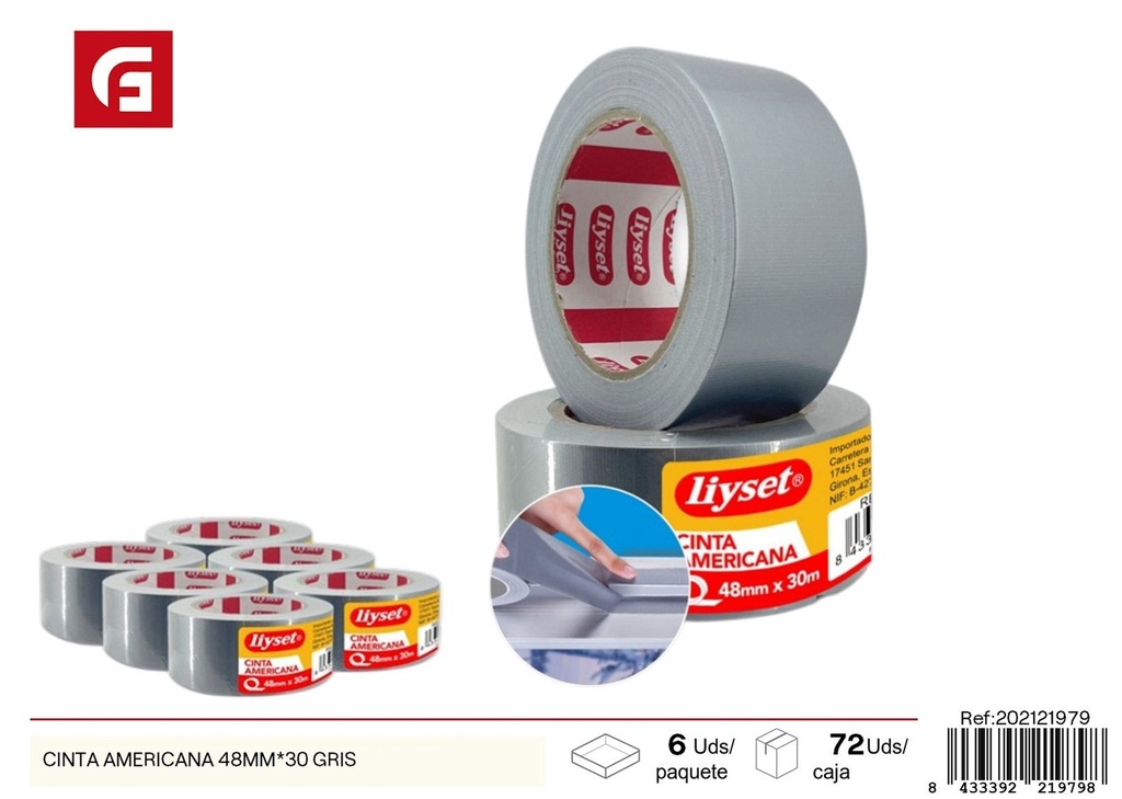 Cinta americana gris 48mm x 30m - Herramientas de ferretería y adhesivos