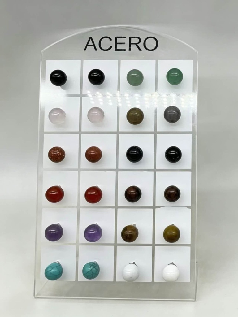 Pendientes de bola de piedra 12 unidades ED-1095 - Joyería y bisutería