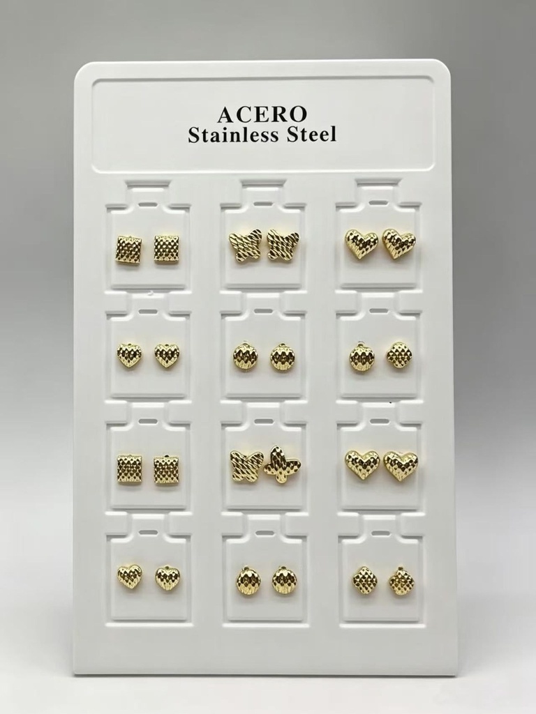 Pendientes de acero surtidos 12 unidades ED-2019 - Joyería y bisutería