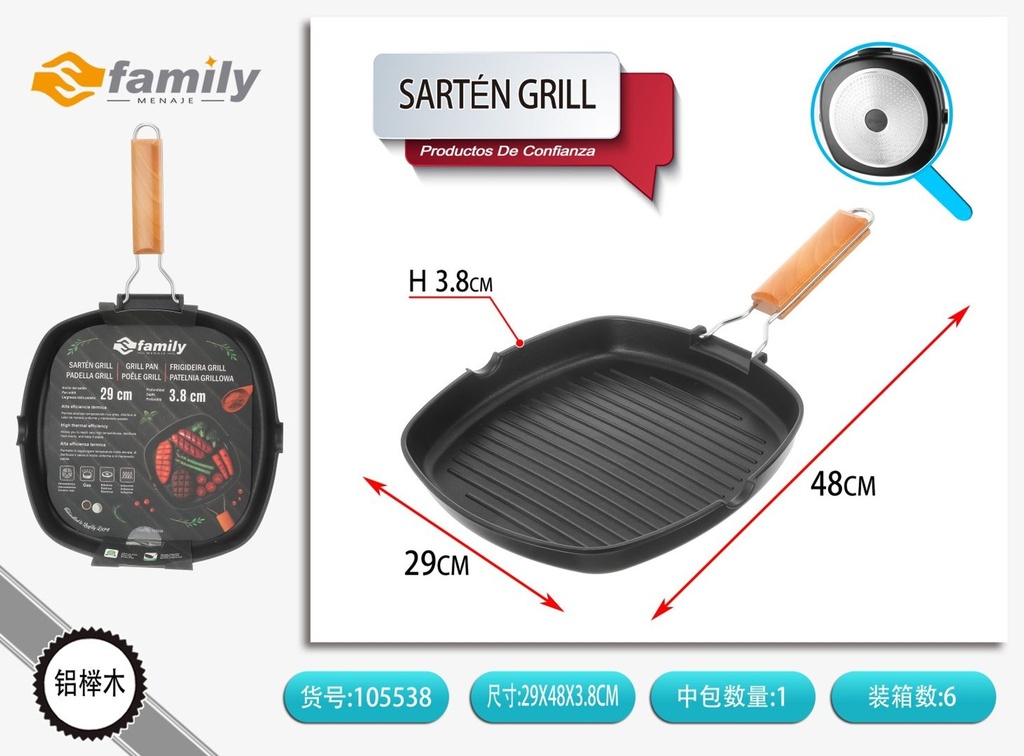 Sartén grill 28cm - Utensilios de cocina y sartén