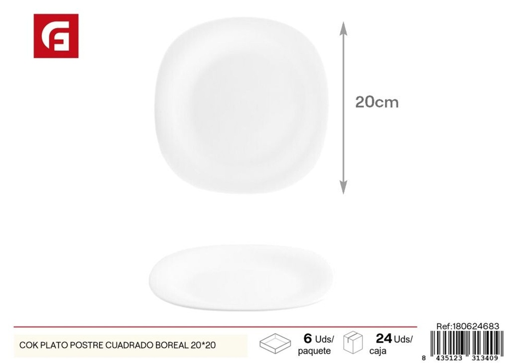Plato de postre cuadrado COK BOREAL de 20x20 cm - Vajilla de cerámica