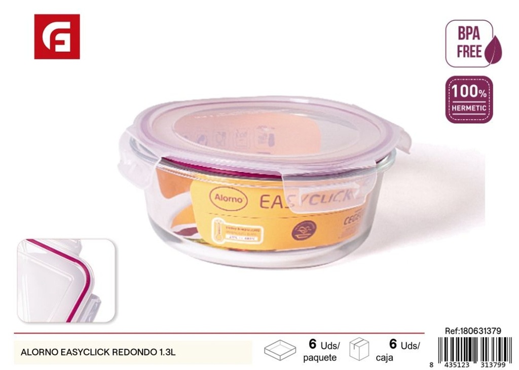 Tarro hermético redondo ALORNO EASYCLICK de 1.3L - Almacenamiento de alimentos