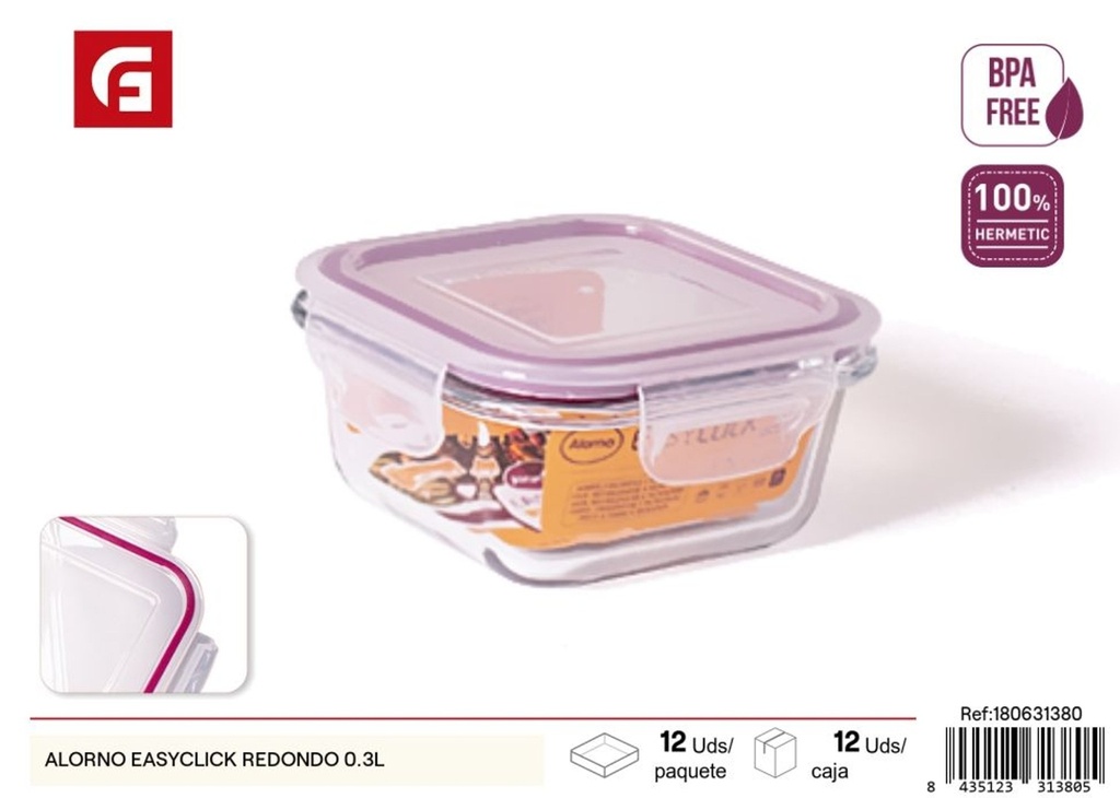 Tarro hermético redondo ALORNO EASYCLICK de 0.3L - Almacenamiento de alimentos