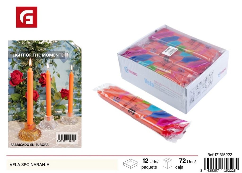 Vela aromática naranja (3 piezas) - Ambientadores y velas