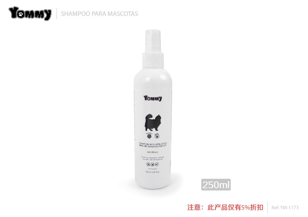 Champú en seco repelente para gatos 250ML - Cuidado para felinos