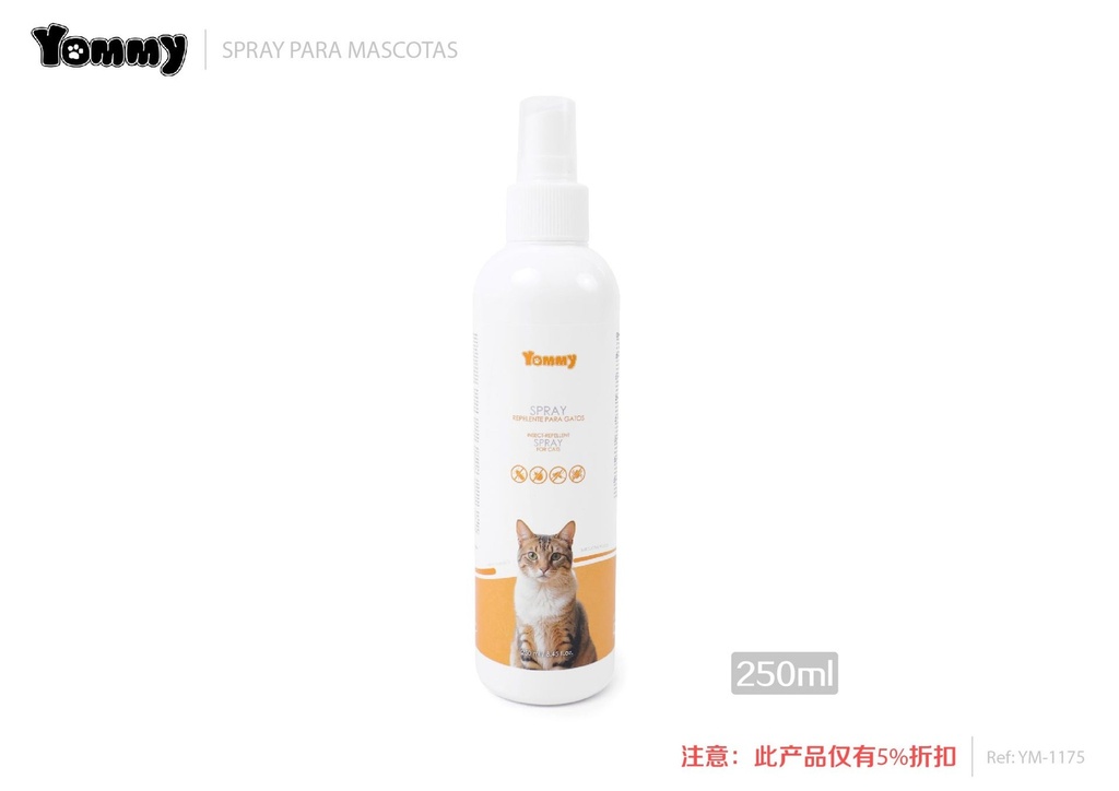  Spray repelente natural de insectos con citronela para gatos 250ML - Cuidado para felinos