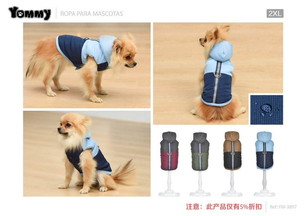 Ropa anorak con capucha 2XL - Ropa funcional para perros